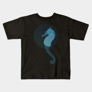 Ocean life- Seahorse blue silhouette print Kids T-Shirt